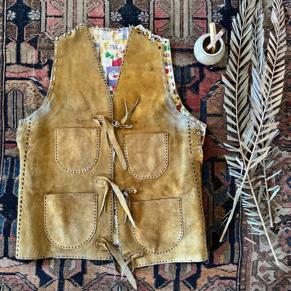 Vintage Authentic Handmade Leather Vest Project Piece